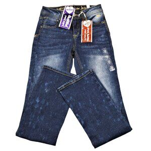 Justice Premium Jeans Girls Simply Low Skinny Bootcut Dark Size 14 Slim  JH1125